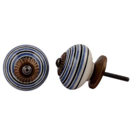 Blue Black Striped Knobs